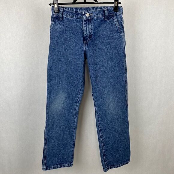 Wrangler Boys Carpenter Jeans Denim Pants Sz 12 Adjustable Waist - Picture 1 of 13